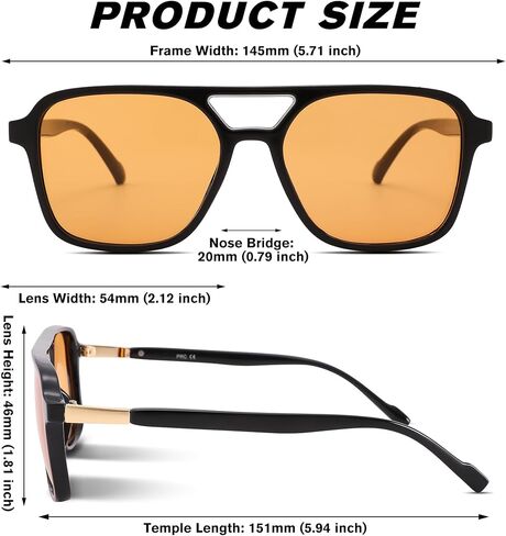 نظارات شمسية Hycredi Retro Aviator للنساء والرجال، نظارات شمسية مربعة عصرية، ظلال نسائية مستطيلة عتيقة in Kuwait