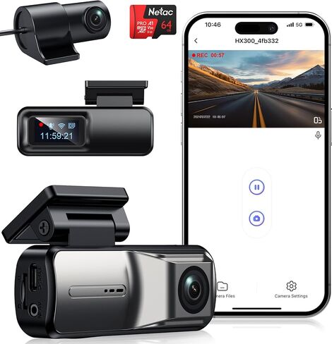 Dash Cam Front, WiFi FHD 1080P Car Camera with 32G SD Card, Mini Dash cam for Cars with Night Vision, WDR, 160° Wide Angle, Loop Recording, G-Sensor, APP, 24 Hours Parking Mode Supports in Kuwait