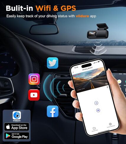 Dash Cam Front, WiFi FHD 1080P Car Camera with 32G SD Card, Mini Dash cam for Cars with Night Vision, WDR, 160° Wide Angle, Loop Recording, G-Sensor, APP, 24 Hours Parking Mode Supports in Kuwait