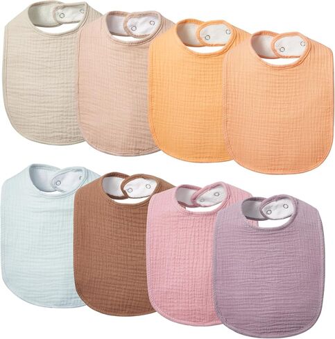 Lilian&Gema Baby Bibs 8 Pack Baby Drool Bibs for Unisex Boys Girls,Soft Cotton Bibs for Teething and Drooling Newborn in Kuwait