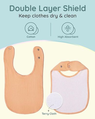 Lilian&Gema Baby Bibs 8 Pack Baby Drool Bibs for Unisex Boys Girls,Soft Cotton Bibs for Teething and Drooling Newborn in Kuwait