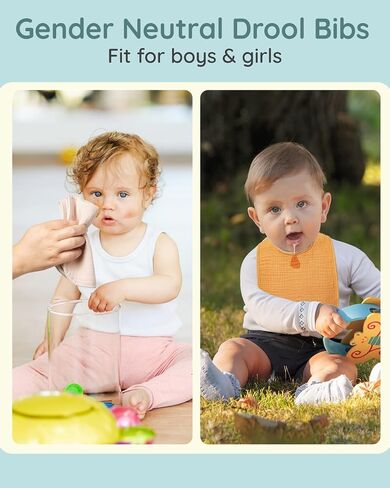 Lilian&Gema Baby Bibs 8 Pack Baby Drool Bibs for Unisex Boys Girls,Soft Cotton Bibs for Teething and Drooling Newborn in Kuwait