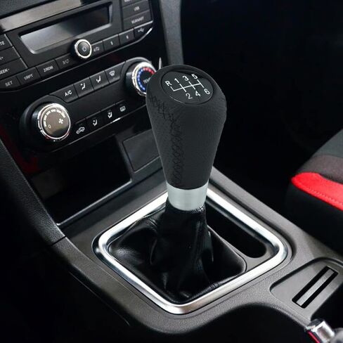 Arenbel 6 Speed Leather Gear Shift Stick Knob Type R Shifter Lever Grip Handle Replacement Fit Most Auto Manual Vehicless, Black in Kuwait
