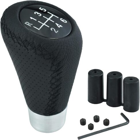 Arenbel 6 Speed Leather Gear Shift Stick Knob Type R Shifter Lever Grip Handle Replacement Fit Most Auto Manual Vehicless, Black in Kuwait