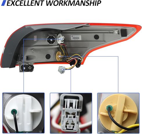مجموعة المصابيح الخلفية متوافقة مع 2015-2018 Ford Focus 4 أبواب، الجانب الأيسر للسائق الخلفي الخلفي الخارجي F1EZ13404B، FO2805114 in Kuwait
