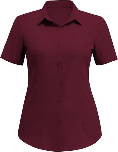 IN'VOLAND Plus Size Women Button Down Shirt Short Sleeve Shirts Casual Summer Blouses Collared Business Work Tops in Saudi Arabia