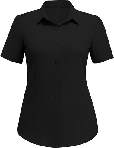 IN'VOLAND Plus Size Women Button Down Shirt Short Sleeve Shirts Casual Summer Blouses Collared Business Work Tops in Saudi Arabia