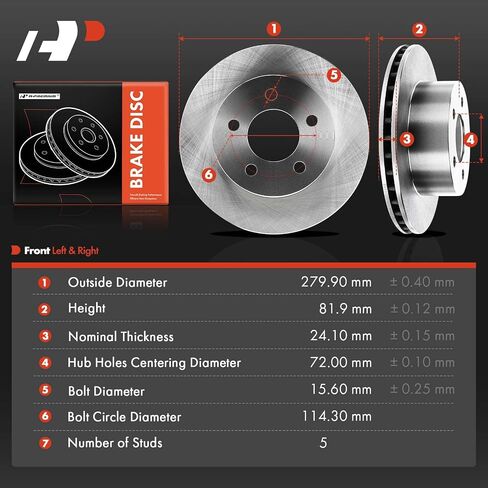 A-Premium 11.02 inch (280mm) Front Vented Disc Brake Rotors Compatible with Select Jeep Models - Cherokee 90-99, Comanche 90-92, Grand Cherokee 93-98, Wagoneer 1990, Wrangler 90-99, 2-PC Set in Saudi Arabia