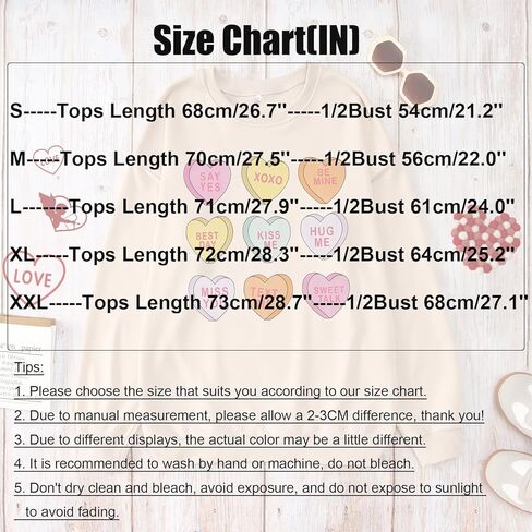 Women Valentine Sweatshirt Love Heart XOXO Funny Conversation Heart Graphic Shirt Tops Crewneck Oversized Outfits(Apricot,XLarge) in Kuwait