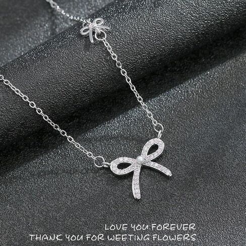 Bow Necklace Silver Bowknot Bow Tie Necklace for Women Pink rhinestone bow necklace Dainty Bow Pendent Choker Necklace Cute Pendant Necklaces Jewelry Gift in Saudi Arabia