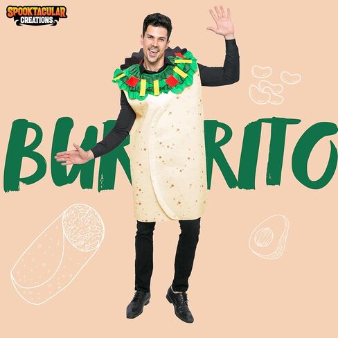 Spooktacular Creations Men Burrito Costume Adult, Fun Food Costume Outfit Set Halloween Costumes Party, Cosplay Party in Kuwait