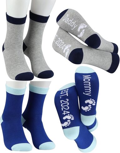 MBMSO New Parents Gifts Daddy Mommy Est 2024 New Mom and Dad Socks Pregnancy Reveal Gifts for Parent to be Gifts First Time in Kuwait