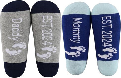 MBMSO New Parents Gifts Daddy Mommy Est 2024 New Mom and Dad Socks Pregnancy Reveal Gifts for Parent to be Gifts First Time in Kuwait
