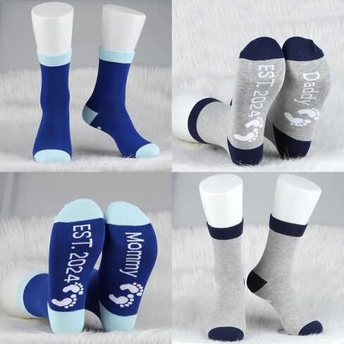 MBMSO New Parents Gifts Daddy Mommy Est 2024 New Mom and Dad Socks Pregnancy Reveal Gifts for Parent to be Gifts First Time in Kuwait