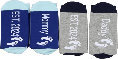 MBMSO New Parents Gifts Daddy Mommy Est 2024 New Mom and Dad Socks Pregnancy Reveal Gifts for Parent to be Gifts First Time in Kuwait