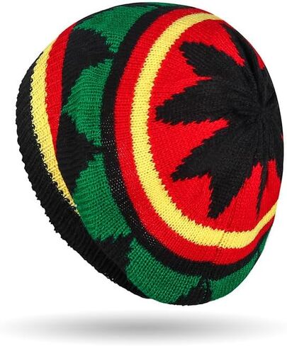 Unisex Jamaica Reggae Cap - Rasta Slouchy Beanie with Multi-Color Stripes, Comfortable Knit Hat for Men and Women in Saudi Arabia