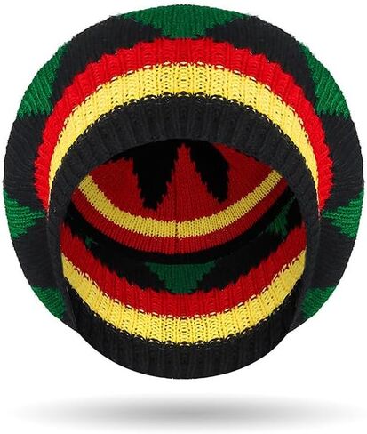 Unisex Jamaica Reggae Cap - Rasta Slouchy Beanie with Multi-Color Stripes, Comfortable Knit Hat for Men and Women in Saudi Arabia