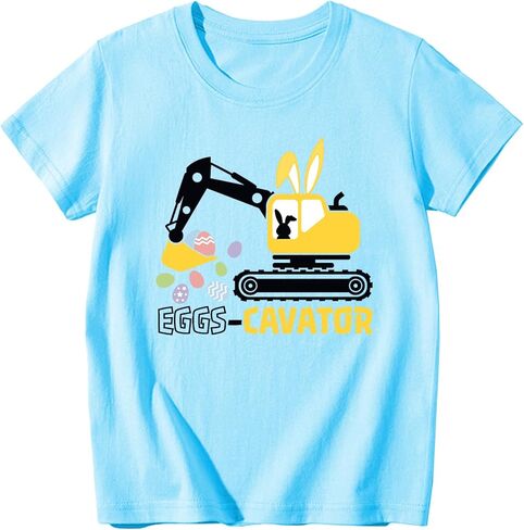 Boys Girls Easter Shirts Bunny Tshirt Short Sleeve Cotton Tee Funny Rabbit Graphic Tshirts 3-12 Years in Kuwait