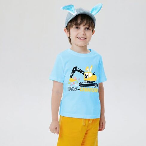 Boys Girls Easter Shirts Bunny Tshirt Short Sleeve Cotton Tee Funny Rabbit Graphic Tshirts 3-12 Years in Kuwait