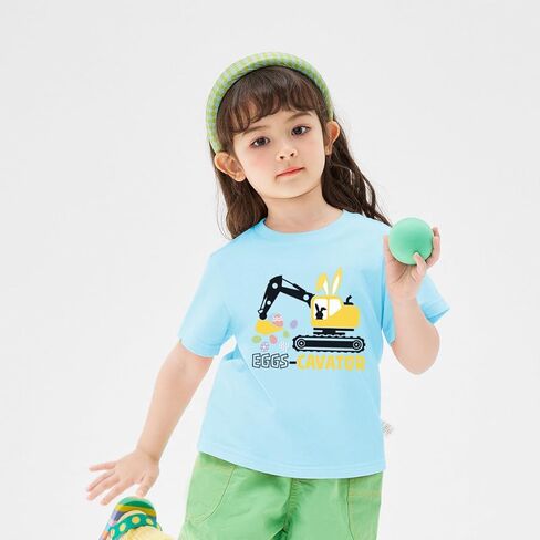 Boys Girls Easter Shirts Bunny Tshirt Short Sleeve Cotton Tee Funny Rabbit Graphic Tshirts 3-12 Years in Kuwait