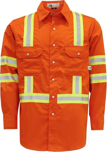 VATRENUS FR Shirts 7.5OZ High Visibility/High Vis Flame Resistant 100% Cotton Men's Pre-Washed Fire Retardant Work Shirt in Kuwait