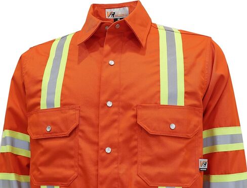 VATRENUS FR Shirts 7.5OZ High Visibility/High Vis Flame Resistant 100% Cotton Men's Pre-Washed Fire Retardant Work Shirt in Kuwait