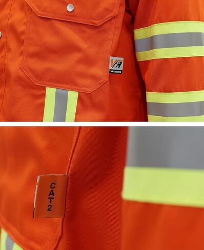 VATRENUS FR Shirts 7.5OZ High Visibility/High Vis Flame Resistant 100% Cotton Men's Pre-Washed Fire Retardant Work Shirt in Kuwait