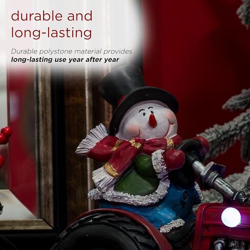 شركة Alpine Corporation 9 بوصة ارتفاع رجل ثلج بوليستون على زينة عطلة الجرار مع أضواء LED متغيرة الألوان، زينة عيد الميلاد in Kuwait