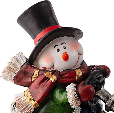 شركة Alpine Corporation 9 بوصة ارتفاع رجل ثلج بوليستون على زينة عطلة الجرار مع أضواء LED متغيرة الألوان، زينة عيد الميلاد in Kuwait