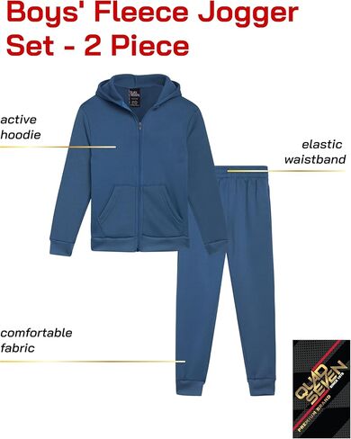 Little Boys' Fleece Jogger Set - 2 Piece Basic Solid Pullover Hoodie and Cargo Jogger Sweatpants (Size: 2T-7) in Kuwait