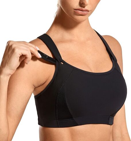 SYROKAN Women's Sports Bra High Impact Front Adjustable Support Lightly Padded Wireless Racerback Workout Running in Kuwait