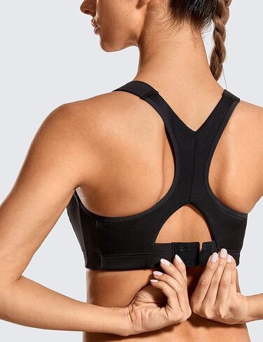 SYROKAN Women's Sports Bra High Impact Front Adjustable Support Lightly Padded Wireless Racerback Workout Running in Kuwait