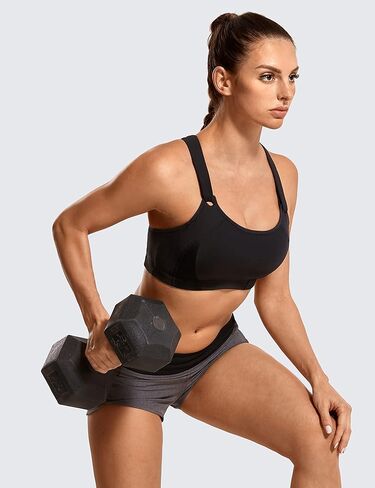 SYROKAN Women's Sports Bra High Impact Front Adjustable Support Lightly Padded Wireless Racerback Workout Running in Kuwait