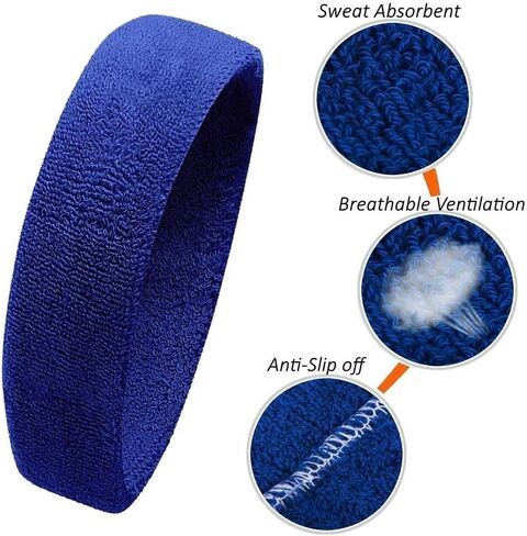 Athletic Moisture Wicking Sweatband Headband Wristband for Men Women Sports in Kuwait