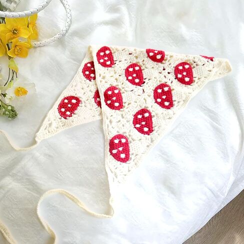 Crochet Hair Bandana Floral Head Scarf, Fashion Knit Hollow Headband for Women Ladies, Cotton Triangle Hair Kerchief in Saudi Arabia