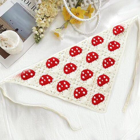 Crochet Hair Bandana Floral Head Scarf, Fashion Knit Hollow Headband for Women Ladies, Cotton Triangle Hair Kerchief in Saudi Arabia