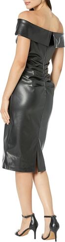 إكس سكيب قصير من الجلد المكشكش على الكتف باللون الأسود 4 in Kuwait