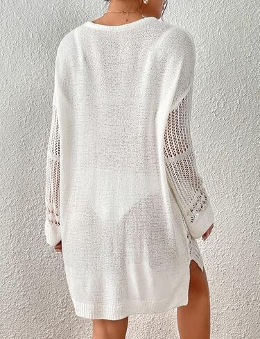 أغطية كروشيه Bsubseach لملابس السباحة النسائية فساتين الشاطئ المحبوكة المفرغة ملابس السباحة المثيرة ملابس الصيف البيضاء in Kuwait