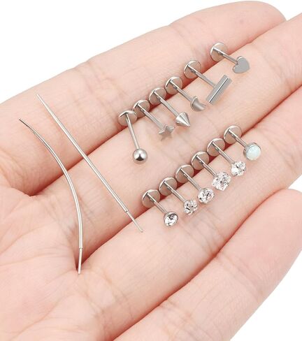 18/20g Threadless Nose Lip Rings Flat Back Studs Earrings Surgical Steel 6mm Cartilage Helix Tragus Labret Medusa Piercing Jewelry for Women Men in Saudi Arabia