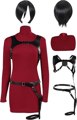 Women Cosplay Dress Outfit Remake Holster High Neck Costume Slim Fit Knitted Sweater Skirt Halloween in Kuwait