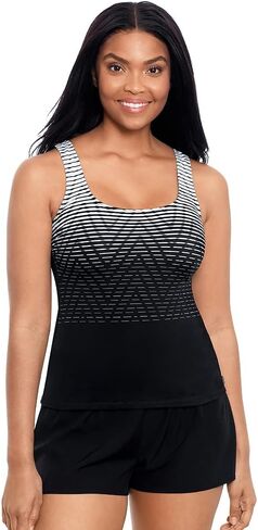 Reebok Women's Swimwear Sport Fashion Cosmic Wave Scoop Neck Tankini Bathing Suit Top in Saudi Arabia