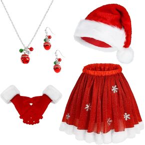 Mrs Claus Costume for Women, Santa Claus Costume for Women with Santa Hats Adult Christmas Gloves, Mrs Claus Dress