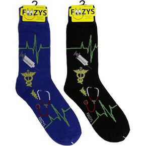Foozys Men’s Doctor Working Man Novelty Crew Socks | 2 Pair