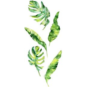 Turtle Back Bamboo Wall Decals Palm Leaf Wall Stickers Green Tropical Plants Banana Leaf Nordic Style Art Mural Vinyl Waterproof Removable Stickers for Living Room Kids Room Nursery 16.9 inches x 38.6 inches