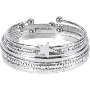 6pcs Bangle Cuff Bracelets for Women, Bangle Bracelets Trendy Bangles Dainty Cuff Bracelet Stackable Bracelets for Women Jewelry Gifts