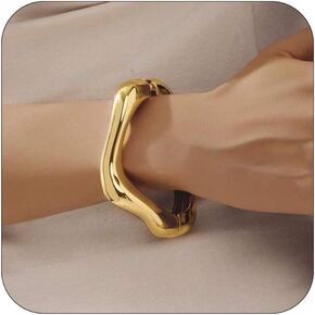 Gold Cuff Bangle Bracelets for Women Trendy,Hinged Cuff Wide Chunky Gold Bracelet Minimalist Bangle Statement Jewelry Gift