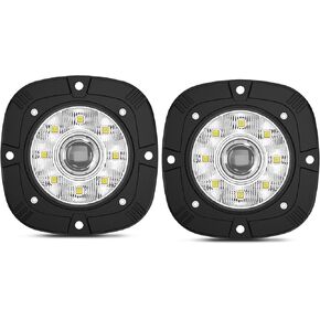 DERI 4 Inch Flush Mount LED Pods, 2PCS 10000LM Flush Mount Fog Lights 5500K White Spot Flood Beam Combo, 9LED Waterproof Driving Reverse Backup Lights for Truck Pickup SUV Car ATV UTV 4x4