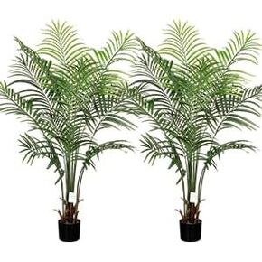 Leflos Artificial Palm Tree Indoor, 6ft Large Faux Dypsis Lutescens Plant with 18 Detachable Trunks, Tall Tropical Fake Palm Tree Silk Areca Palm Plant in Pot, Nice Home & Housewarming Decor