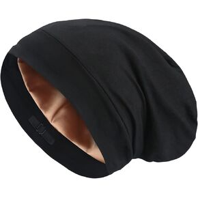 Satin Lined Curly Hair Sleep Cap, Adjustable Slouchy Sleep Hat, Frizzy Hair Locs Cap, Hair Protect Beanie