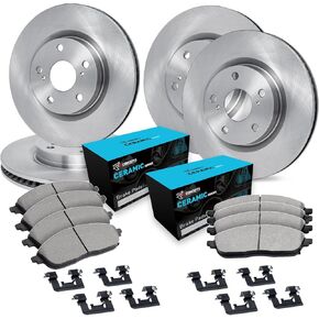 R1 Concepts Front Rear Brakes and Rotors Kit |Front Rear Brake Pads| Brake Rotors and Pads| Ceramic Brake Pads and Rotors |Hardware Kit|fits 2017-2020 Ford Fusion; Lincoln Continental, MKZ